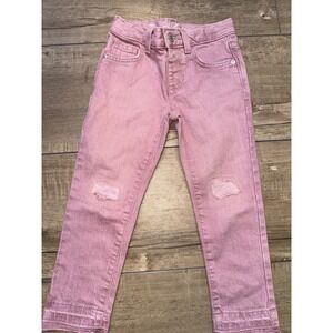 Cat‎ & Jack Girls Jeans Size 4T Pink Distressed Ripped Stretch Denim Pants